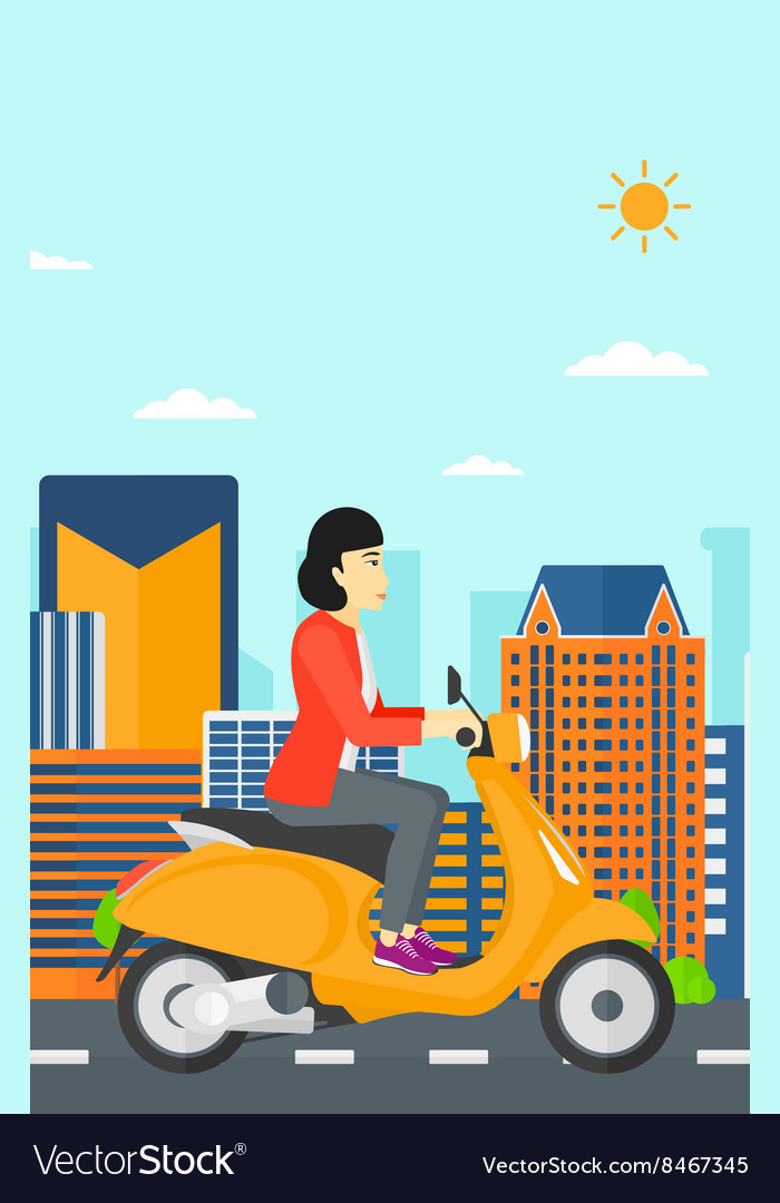 Woman riding scooter