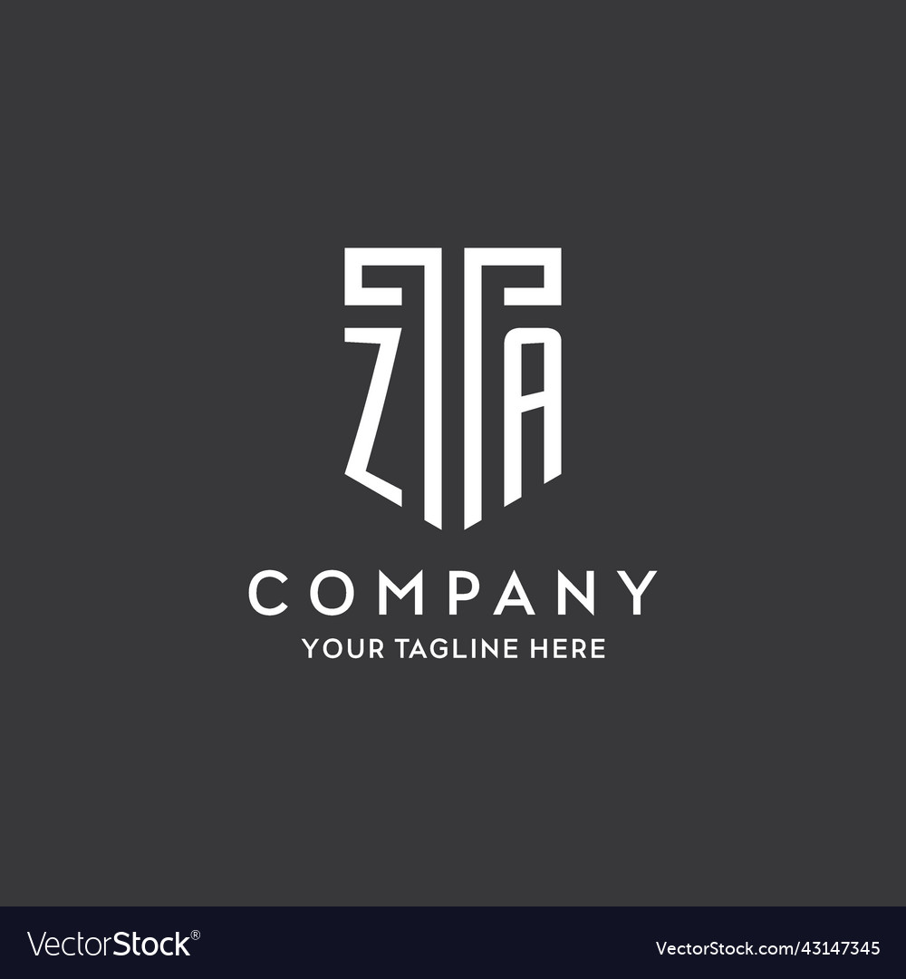 Za monogram initial name with shield shape icon Vector Image Za monogram initial name with shield shape icon
