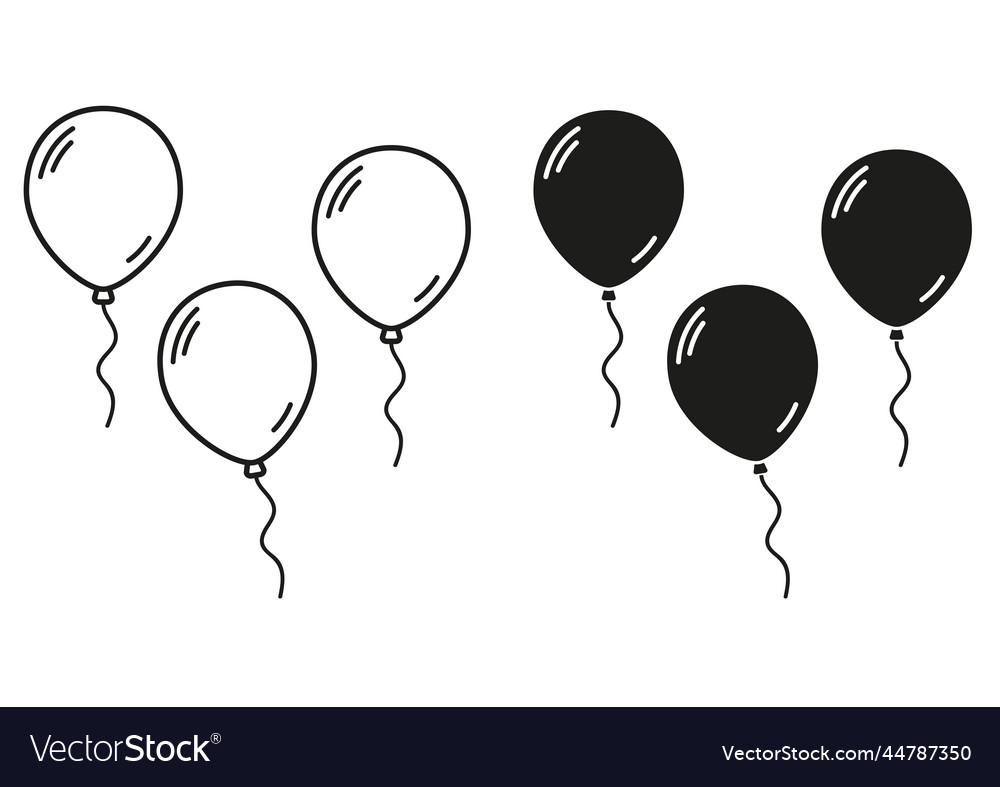 Black and white balloons icon flat design Vector Image Black and white balloons icon flat design