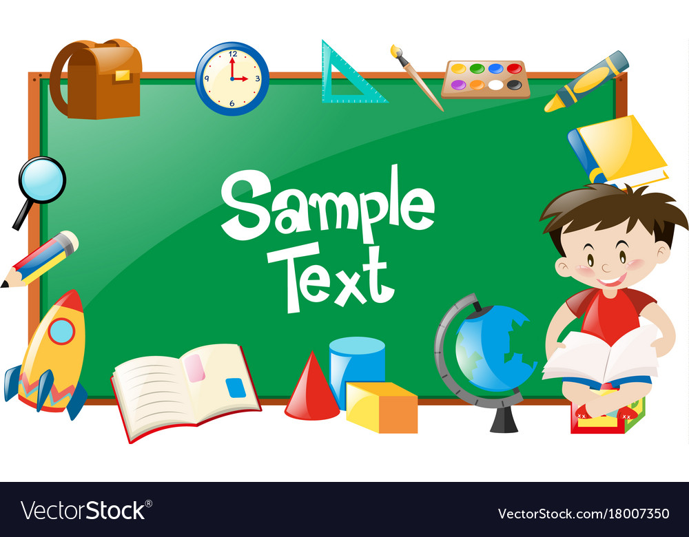 Border design with boy reading and school objects Vector Image Border design with boy reading and school objects Vector Image