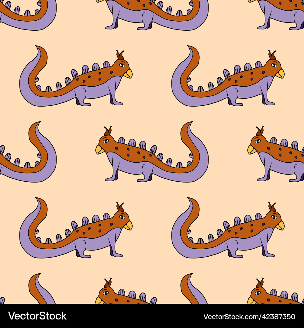 Cartoon fantasy alien animal seamless pattern Vector Image