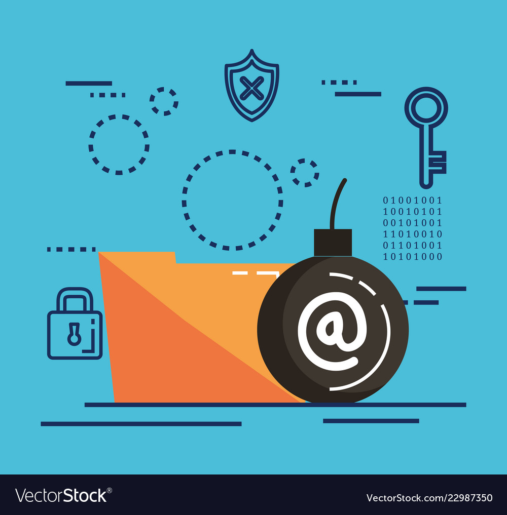 Data center security with folder vector image Data center security with folder