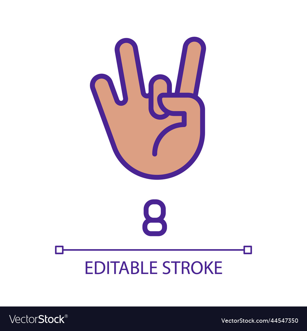 Digit eight sign in asl pixel perfect rgb color