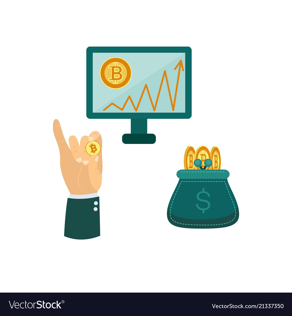 Flat bitcoin mining symbols set