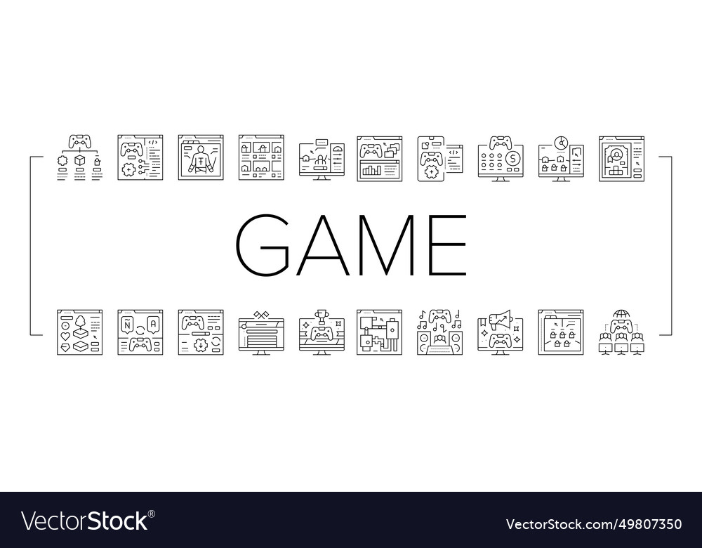 Game development computer icons set Vector Image Game development computer icons set