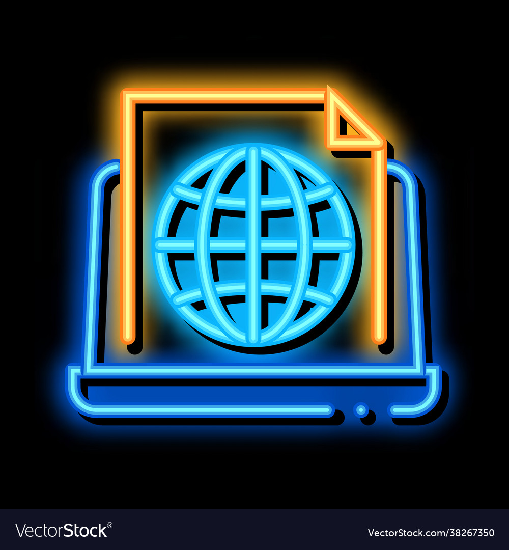 Global search engine optimization document neon vector image Global search engine optimization document neon