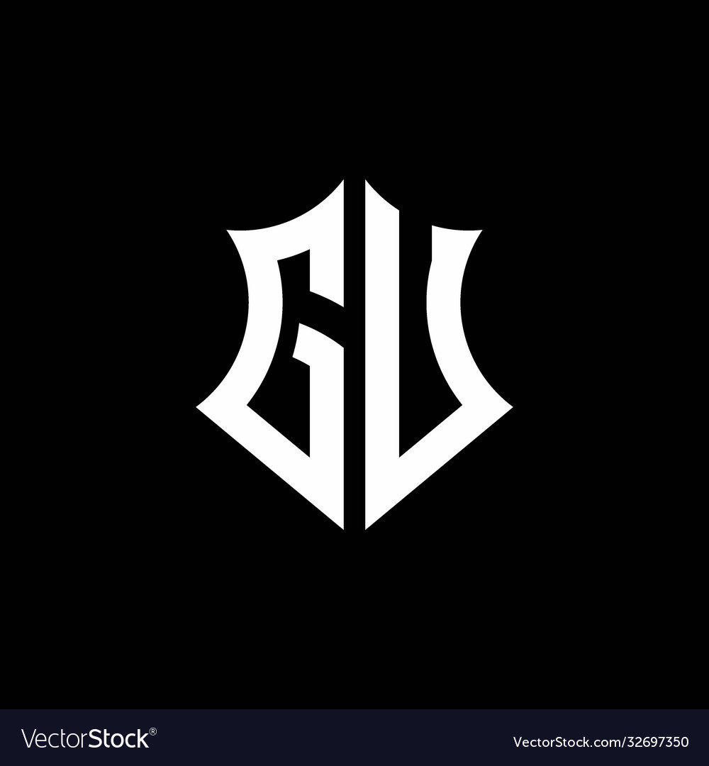 Gu monogram logo with a sharp shield style