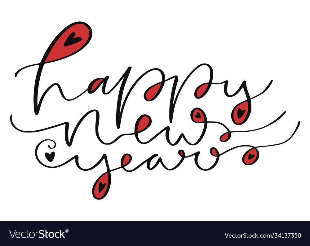 Happy new year handwritten greeting card