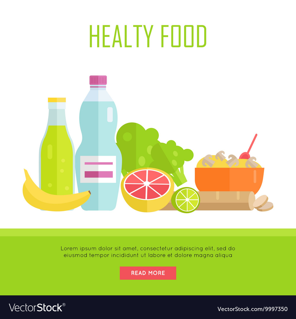 Healthy Food Concept Web Banner Royalty Free Vector Image