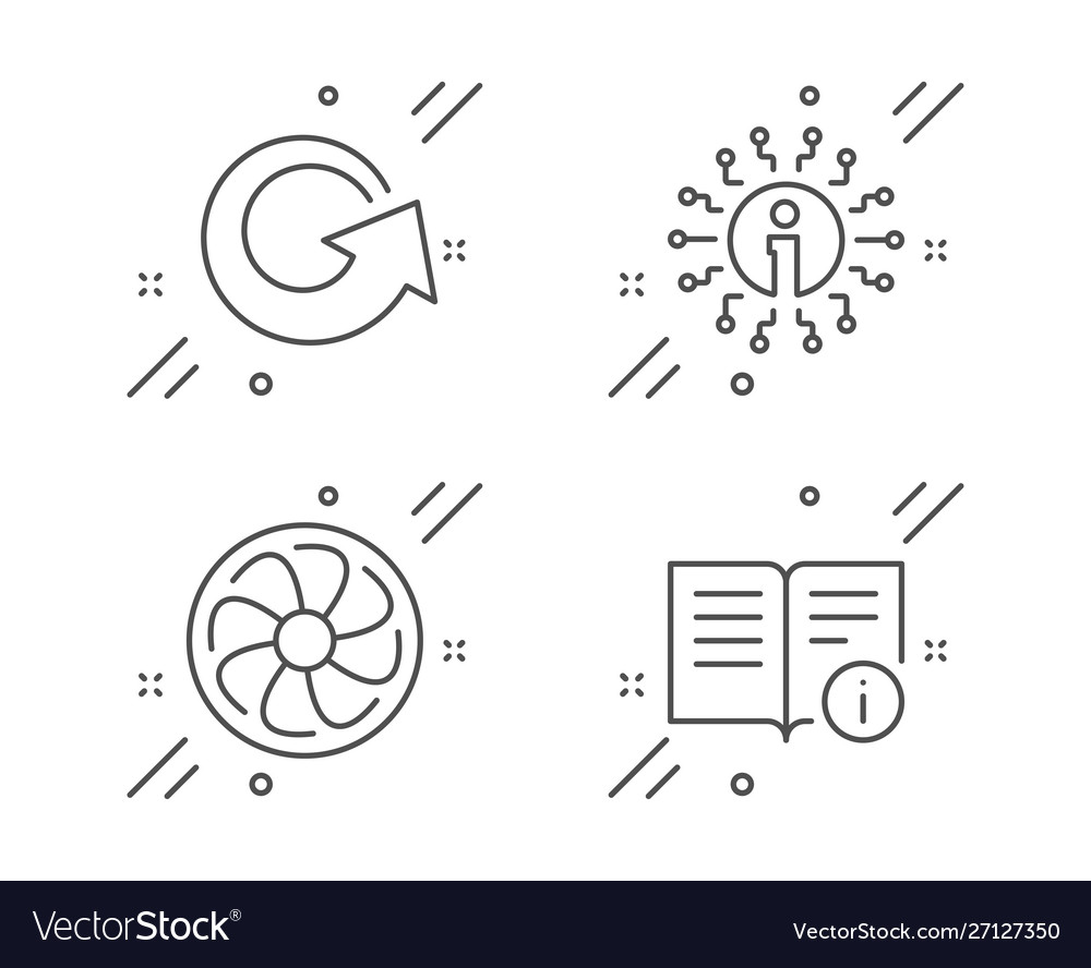 Info reload and fan engine icons set technical vector image Info reload and fan engine icons set technical