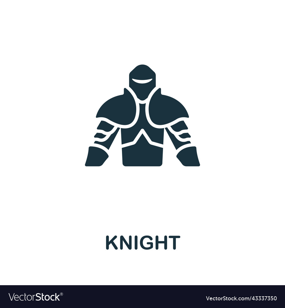 Knight icon monochrome simple line game element vector image Knight icon monochrome simple line game element