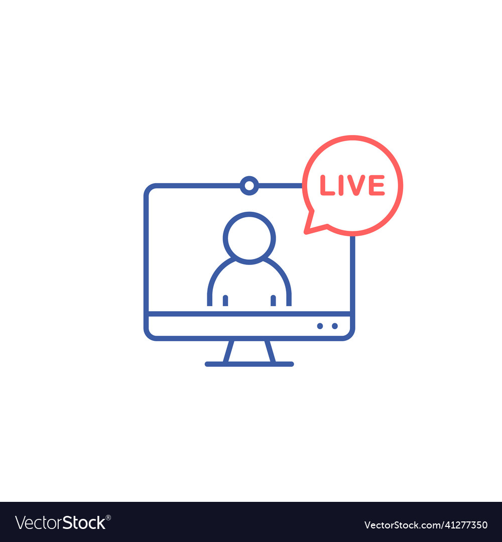 Live webinar icon flat concept line Royalty Free Vector