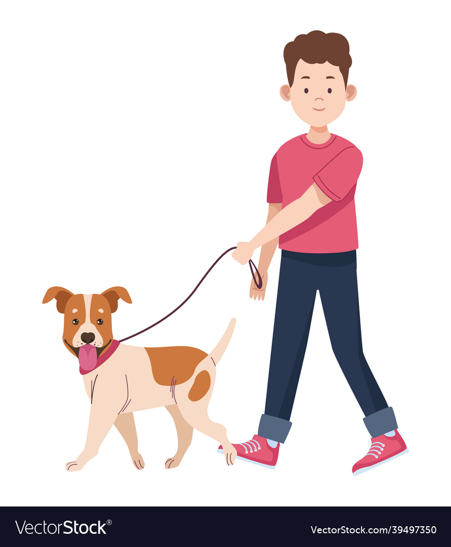 Man walking with dog Royalty Free Vector Image