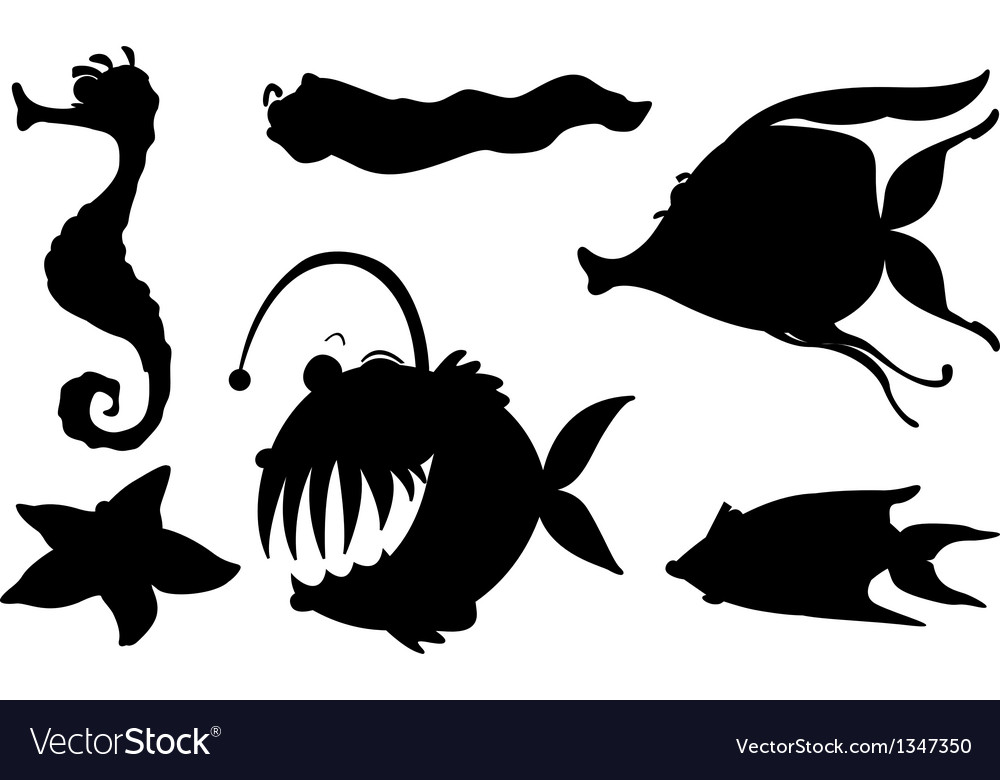 Sea creatures in its silhouette forms