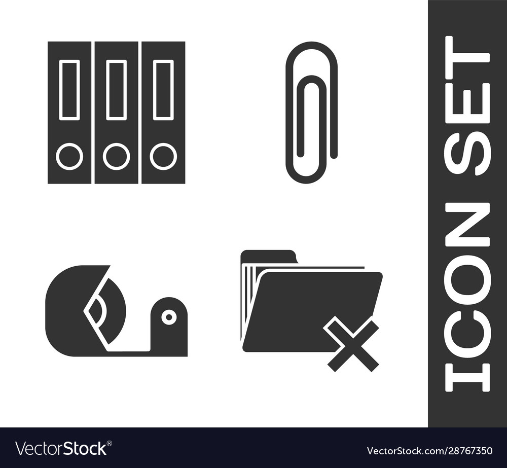 Set delete folder office folders with papers vector image Set delete folder office folders with papers