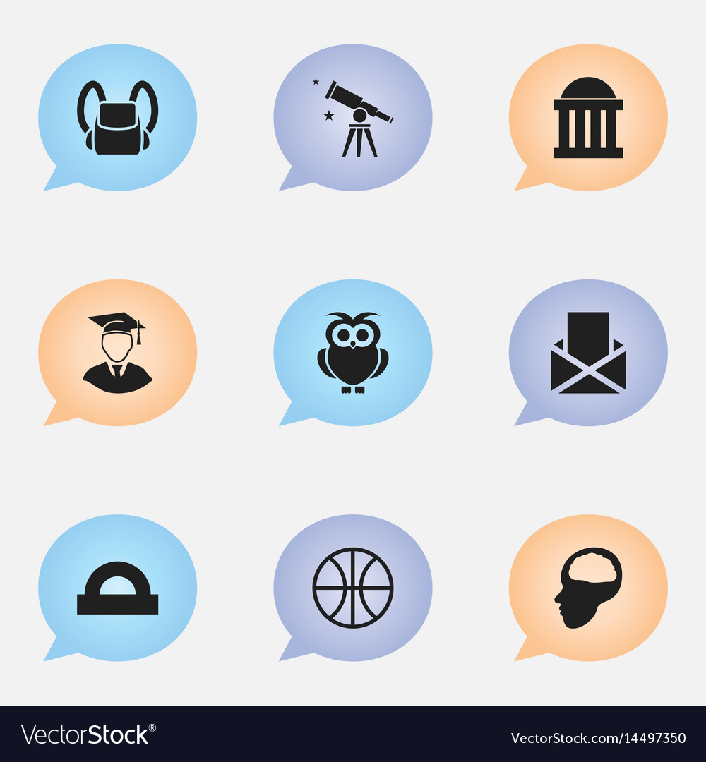 Set of 9 editable university icons includes