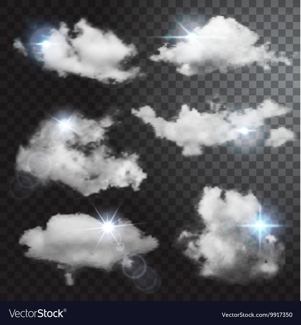 Set of transparent different clouds