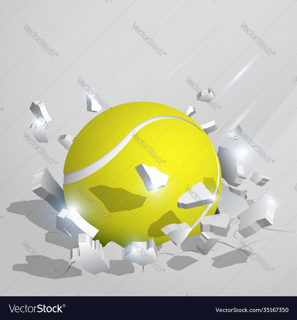 Sport tennis ball crashed into ground at high Vector Image