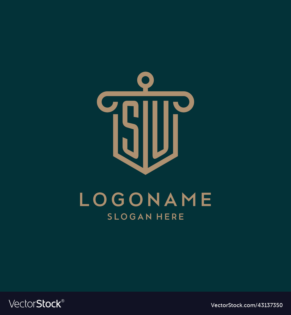 Su monogram initial logo design with shield Vector Image Su monogram initial logo design with shield