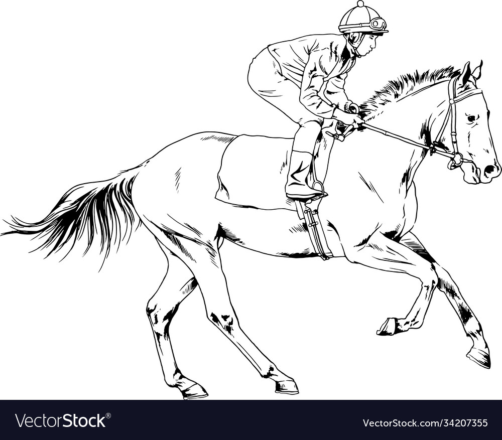 A galloping horse painted with ink hand Royalty Free Vector