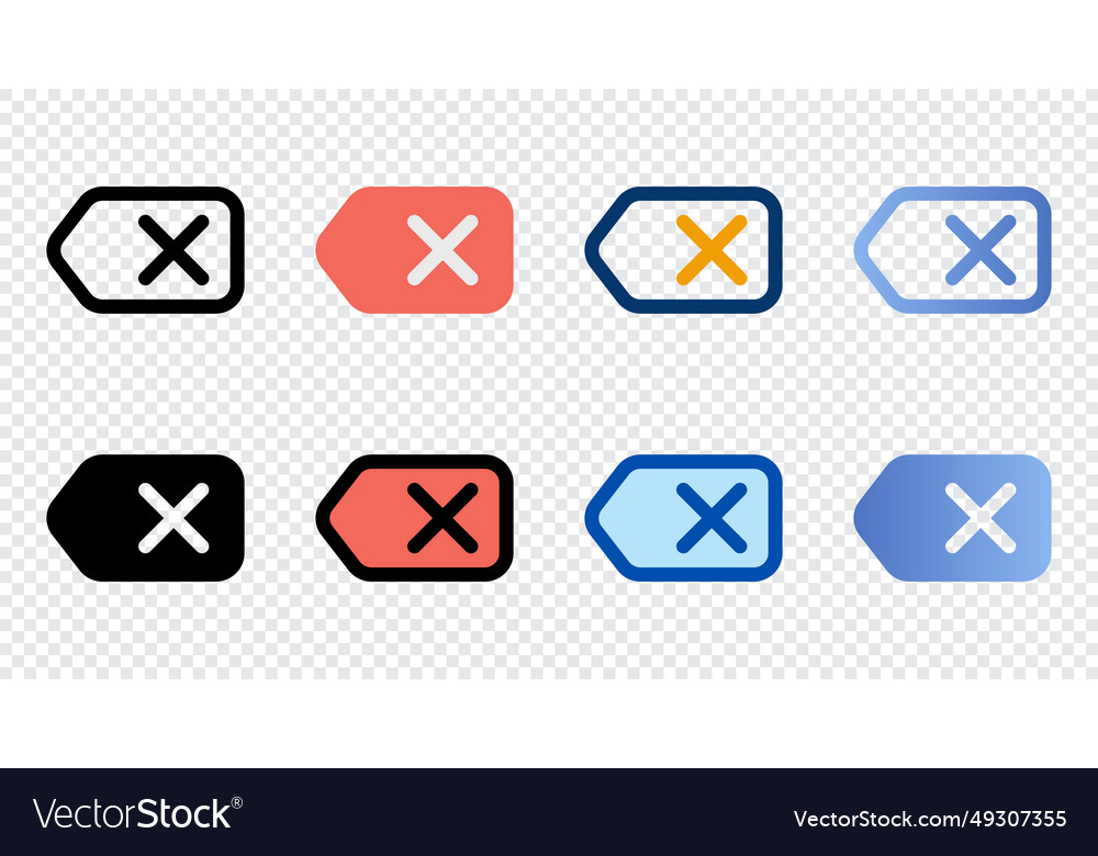 Backspace icons in different style vector image Backspace icons in different style