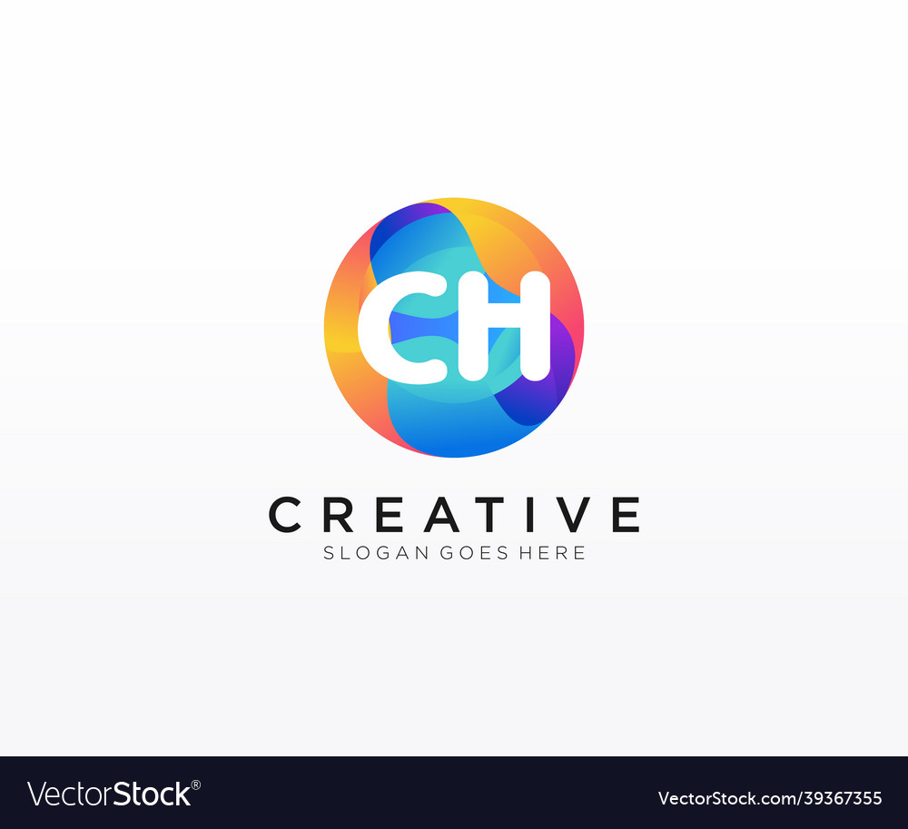 Ch initial logo with colorful circle template Vector Image