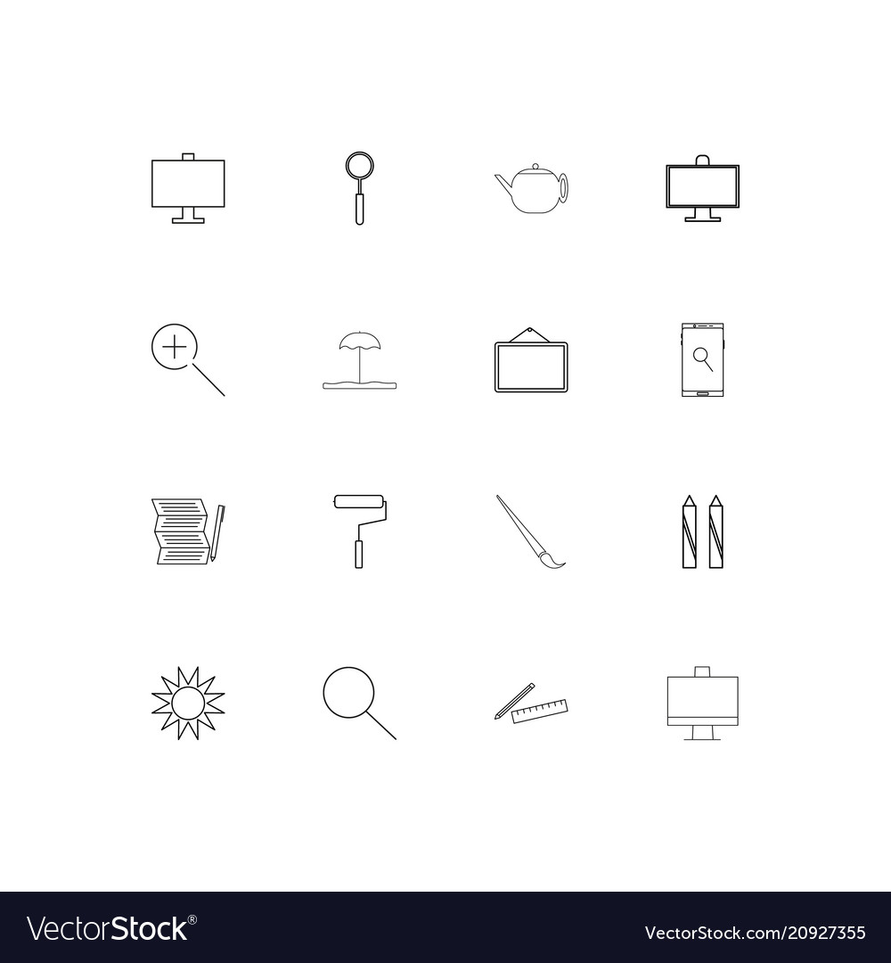 Creative process and design linear thin icons set