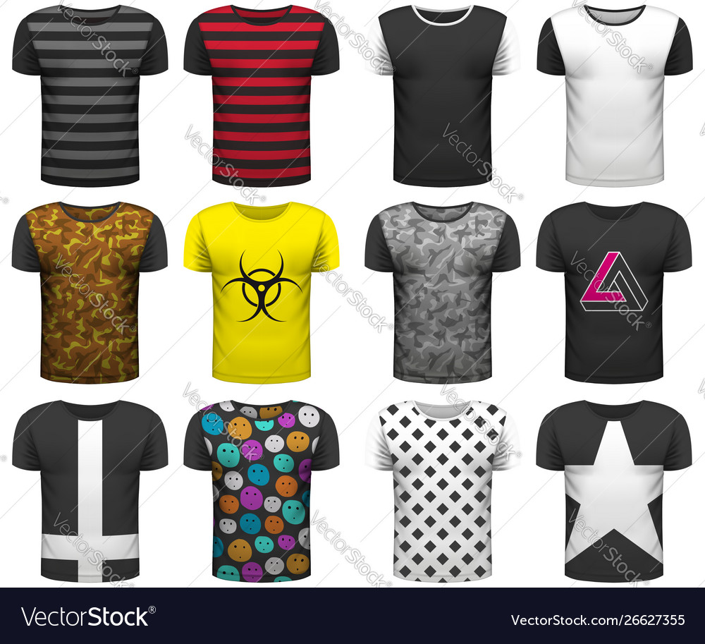 Design collection realistic t-shirts mock up