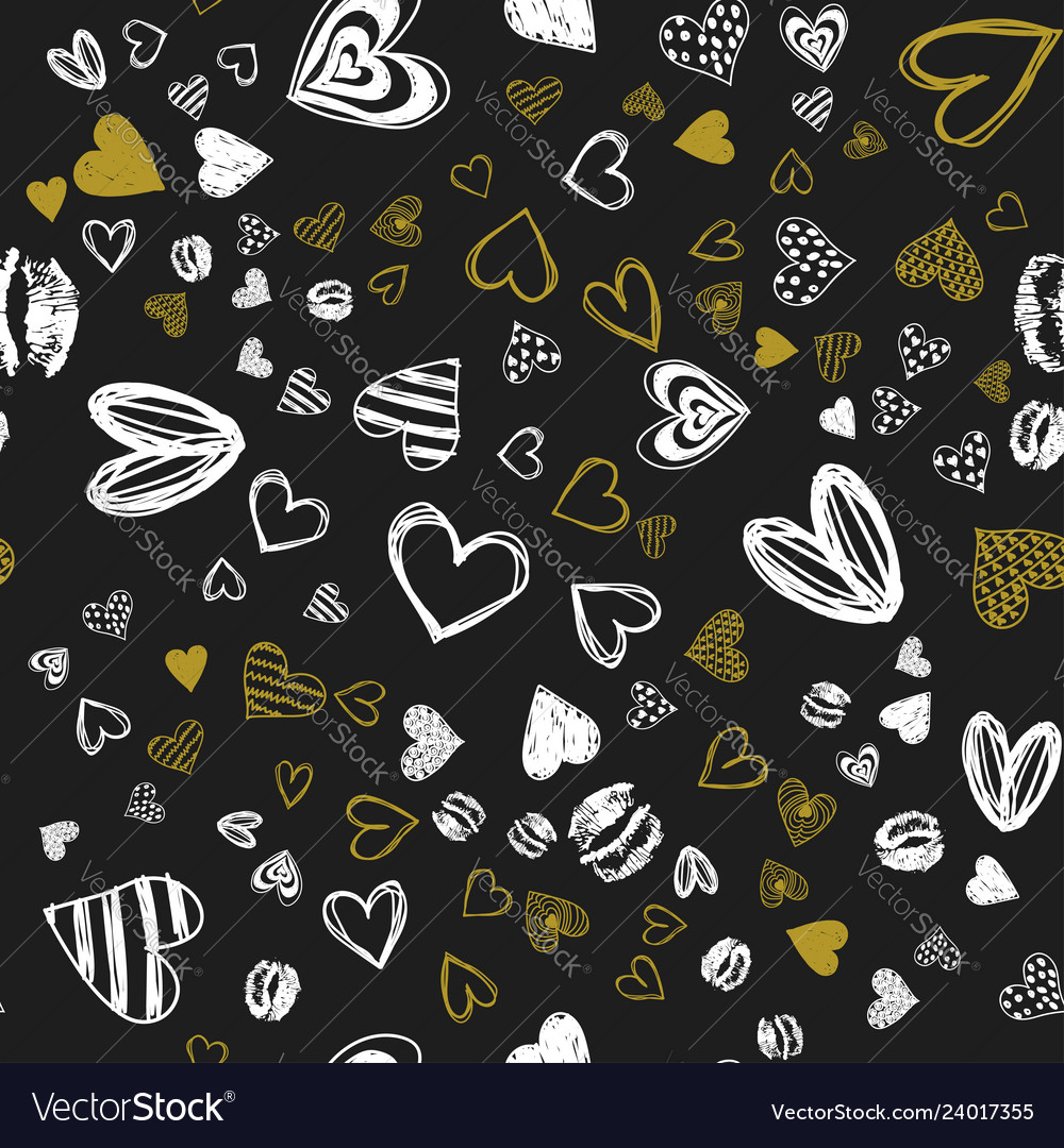 Doodle love heart valentines day seamless Vector Image