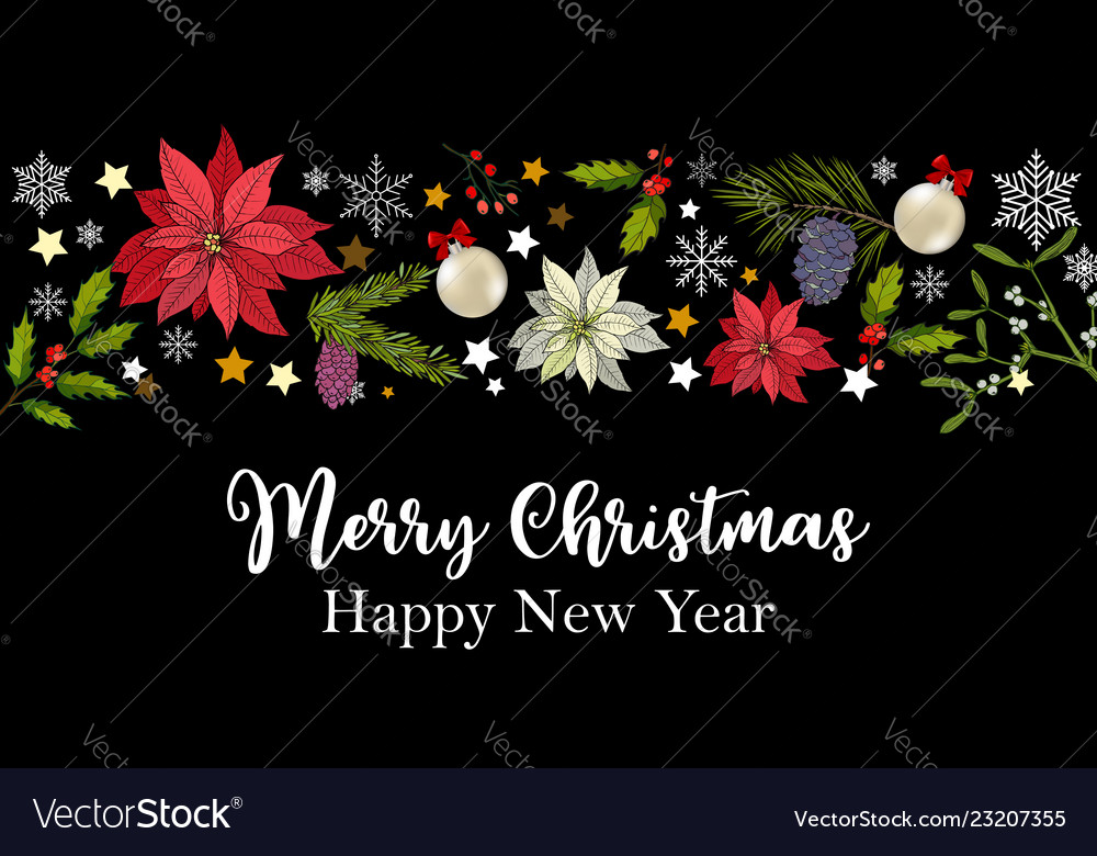 Merry christmas and happy new year greeting card