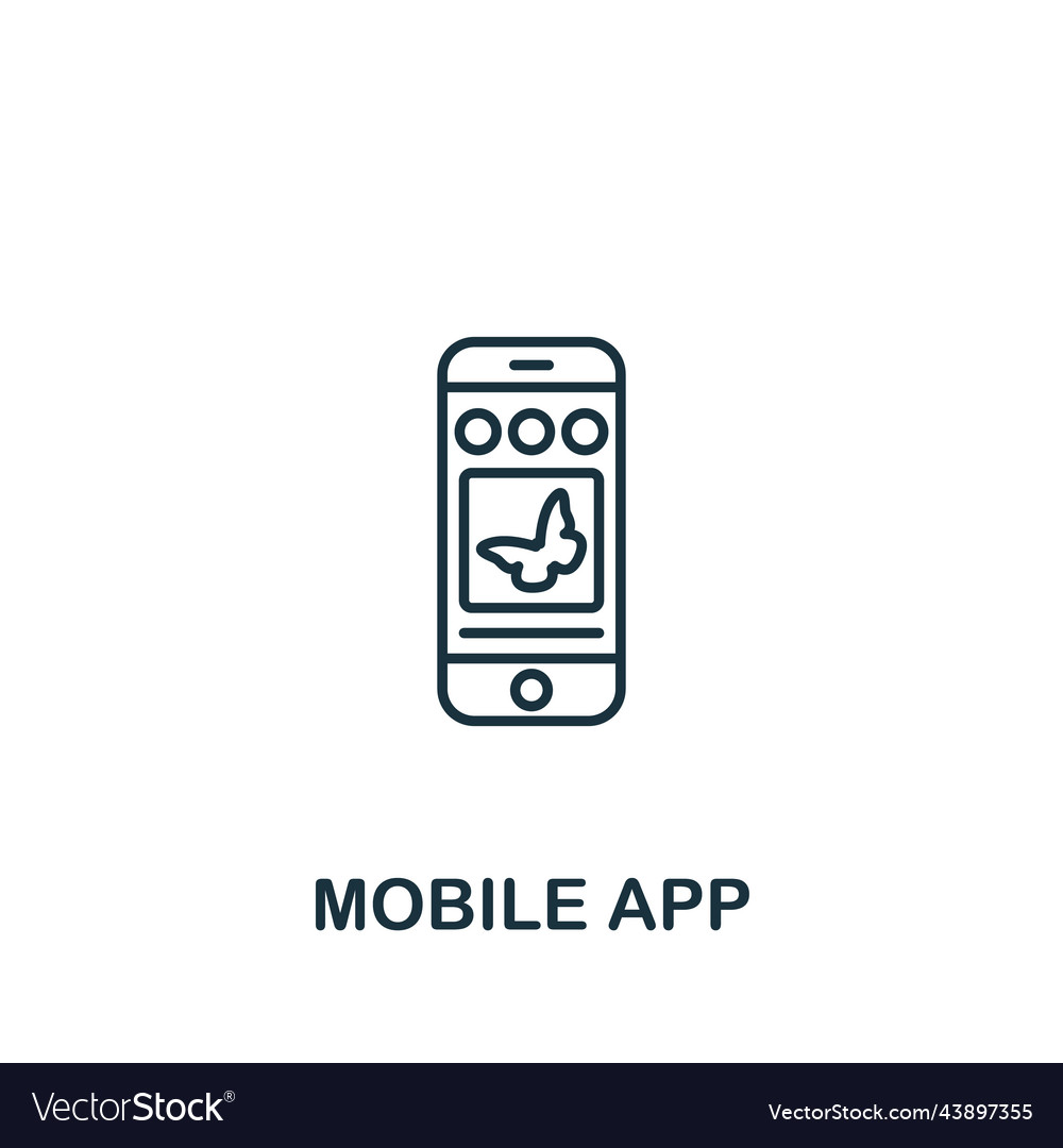 Mobile app icon monochrome simple web design vector image Mobile app icon monochrome simple web design
