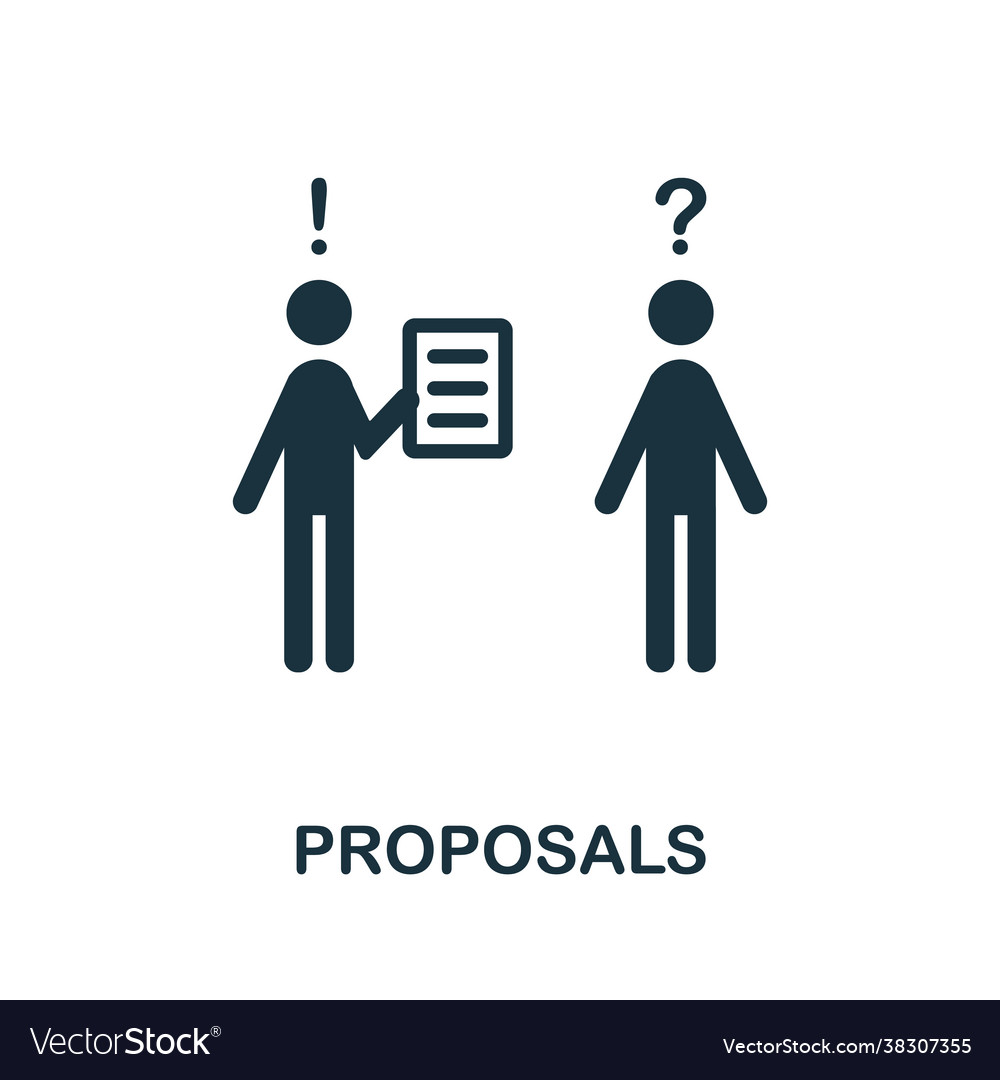 Proposals icon monochrome simple element from vector image Proposals icon monochrome simple element from