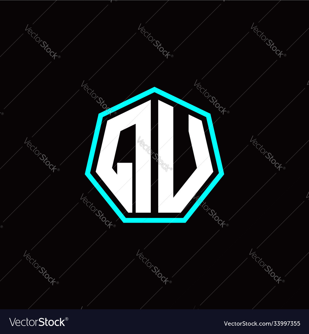 Q u initials modern polygon logo template