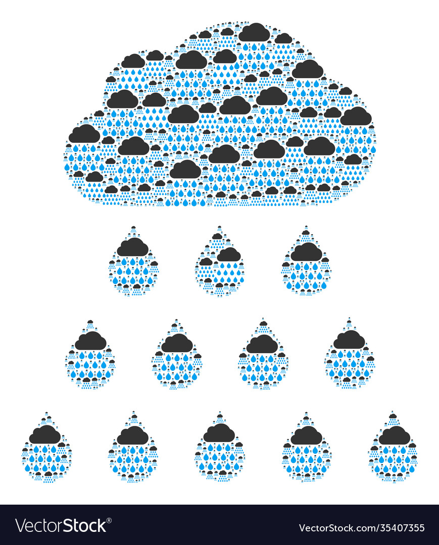 Rain cloud recursive composition itself items vector image Rain cloud recursive composition itself items