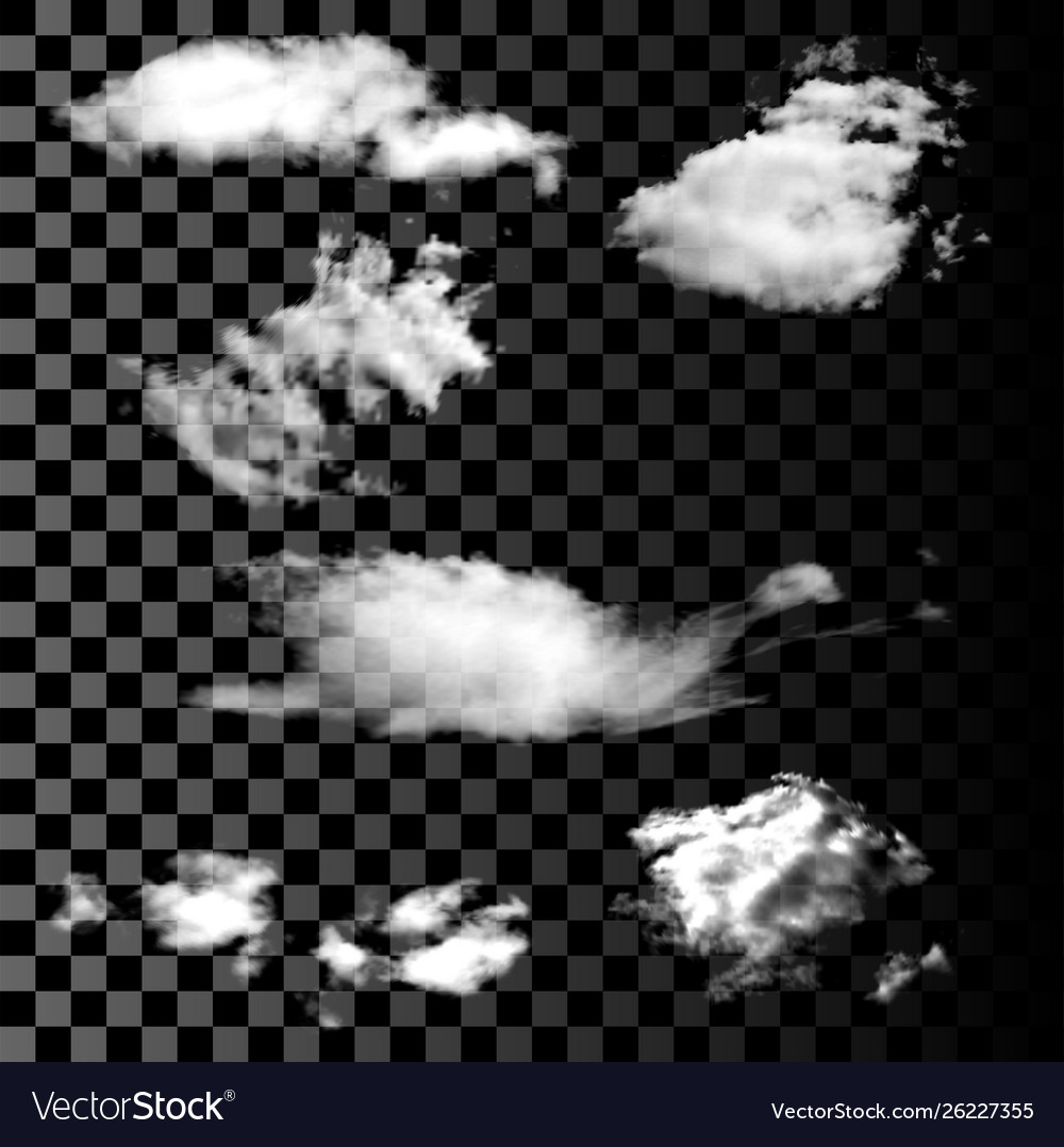 Set realistic and transparent isolated clouds vector image Set realistic and transparent isolated clouds