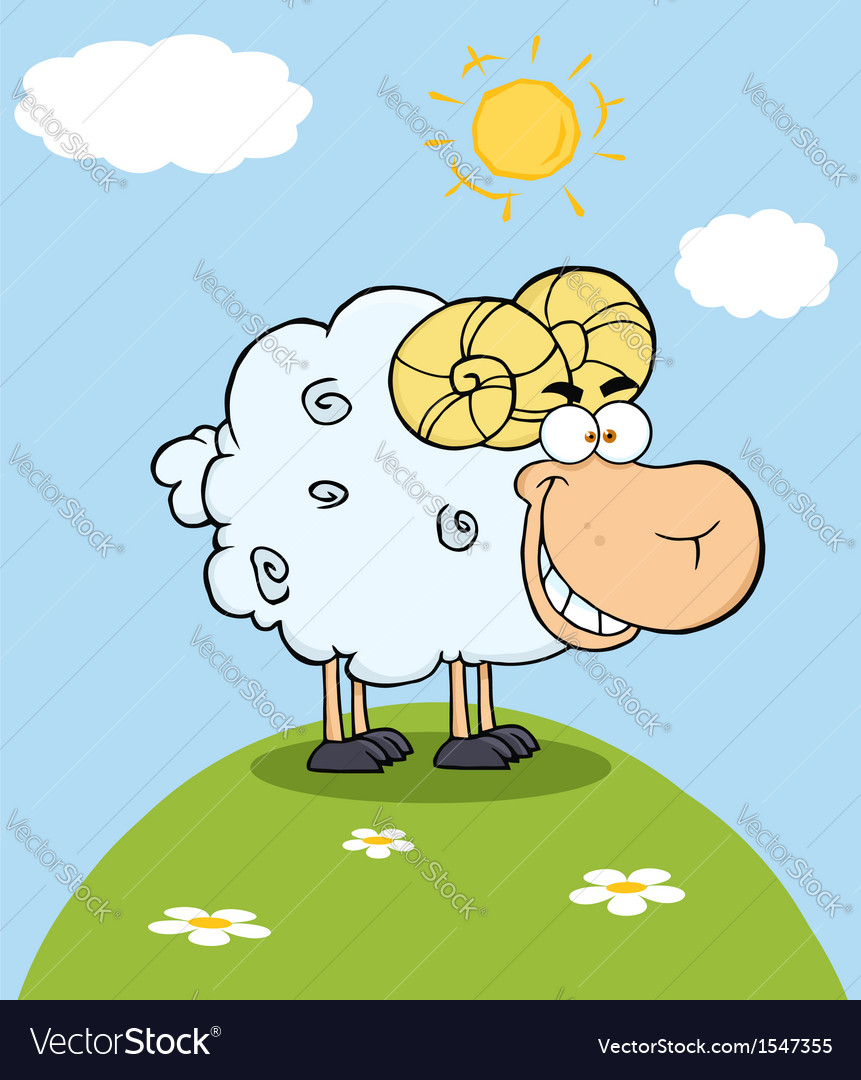 Sheep on a mountain Royalty Free Vector Image - VectorStock