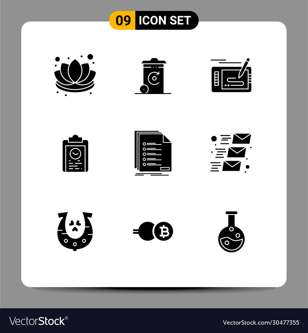 Solid glyph pack 9 universelle Symbole