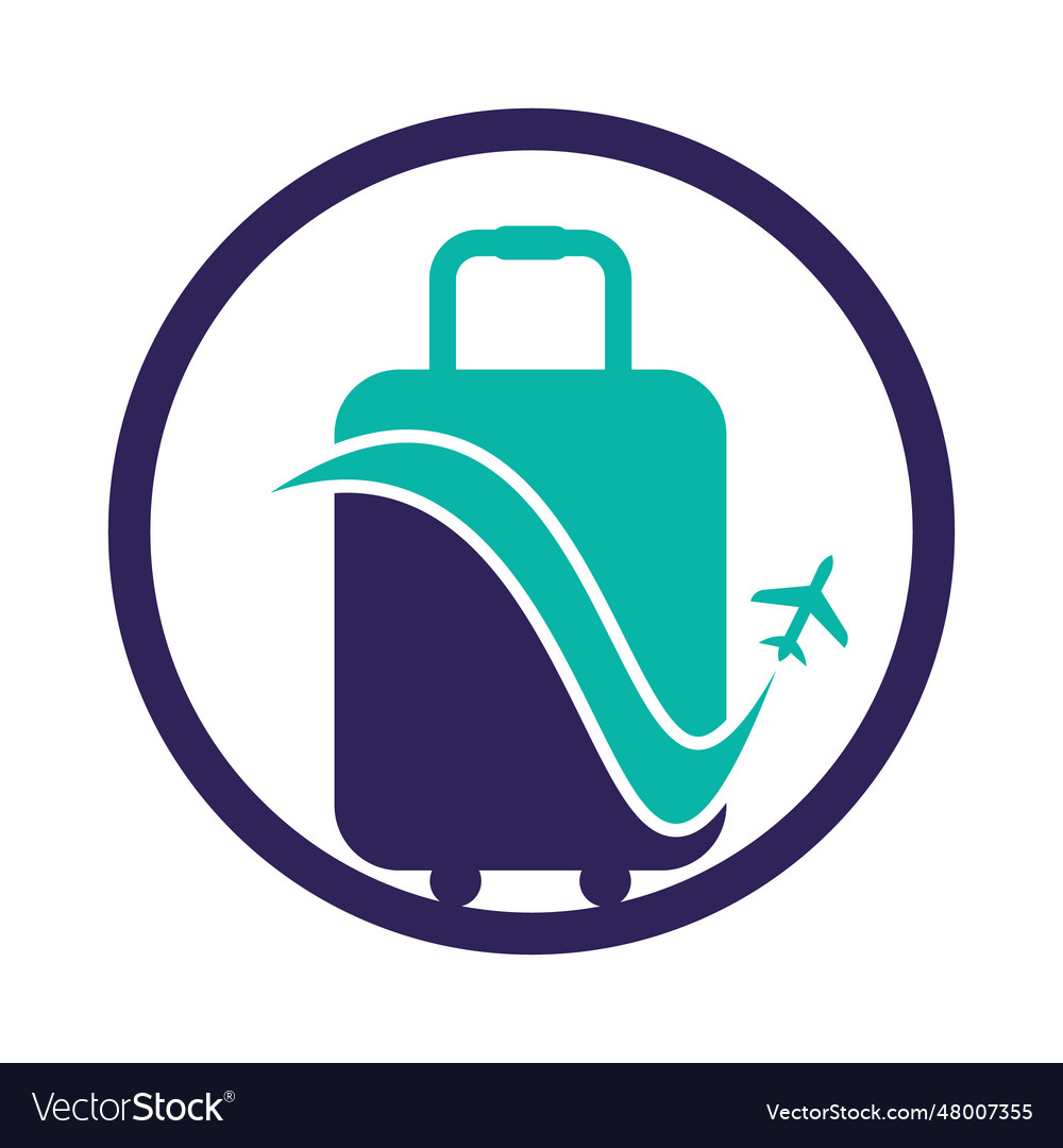 Travel logo holiday airplane with bag design