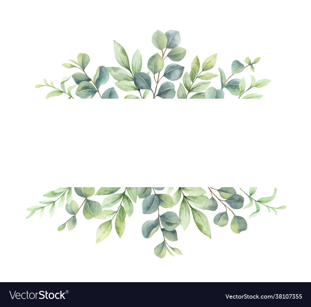 Watercolor wreath green branches Royalty Free Vector Image