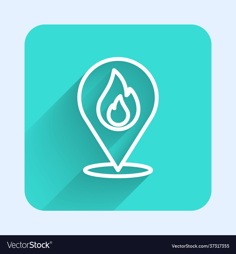 White line map pointer with fire flame icon vector image White line map pointer with fire flame icon