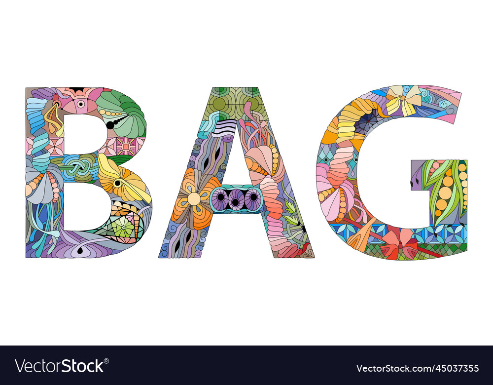 Word bag in the style of abstract hand drawing Vector Image