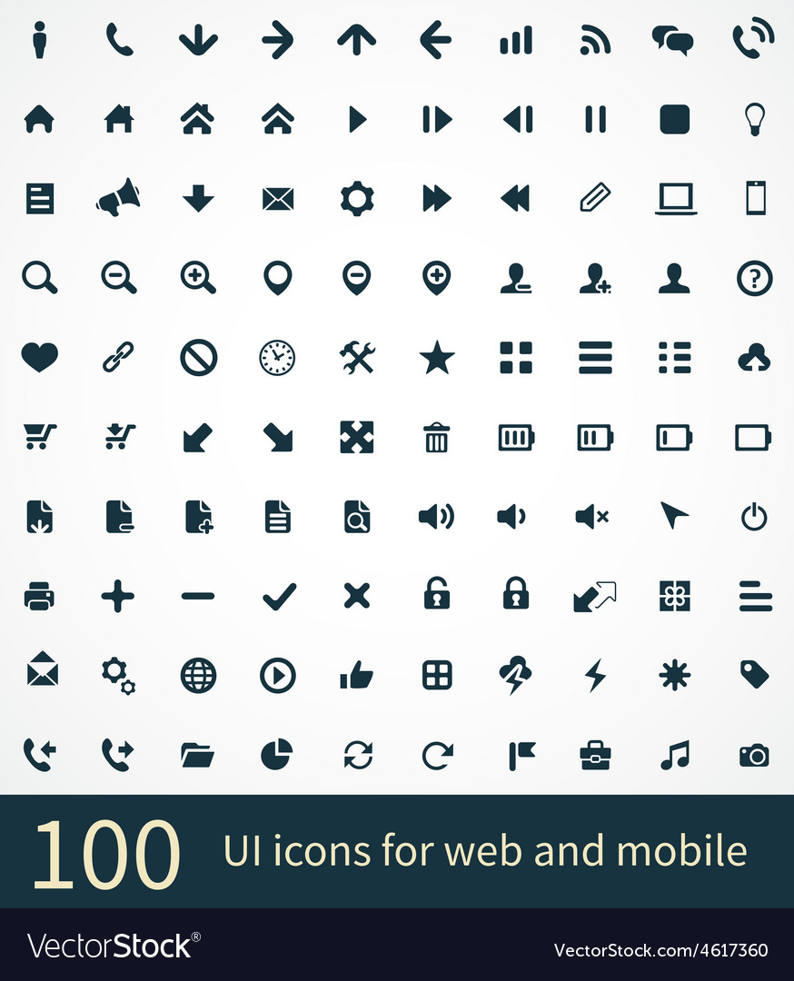 100 Outline UI Icons - Web & Mobile