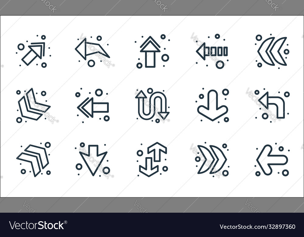 Arrows line icons linear set quality