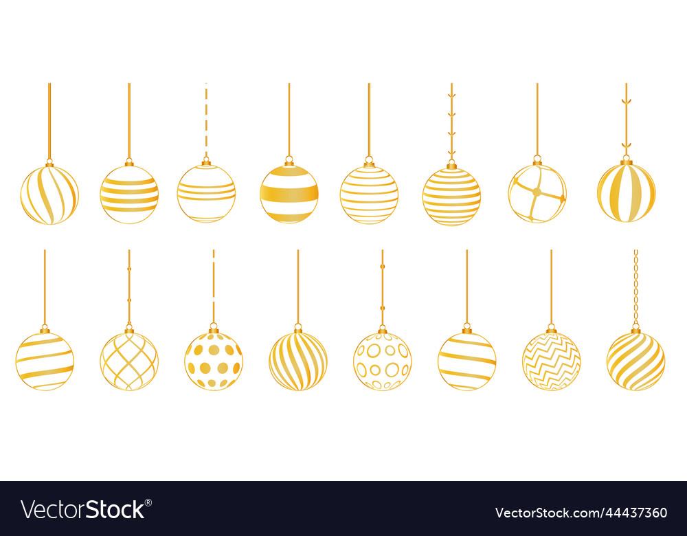 Big set of golden christmas bauble ornaments vector image Big set of golden christmas bauble ornaments