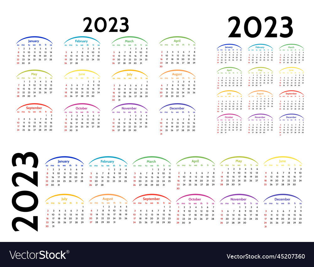 Calendar for 2023 isolated on a white background Vector Image