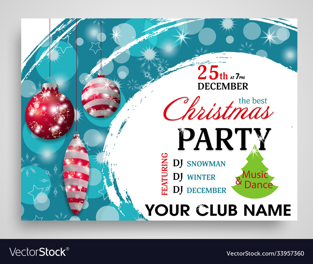 Christmas party invitation template with red