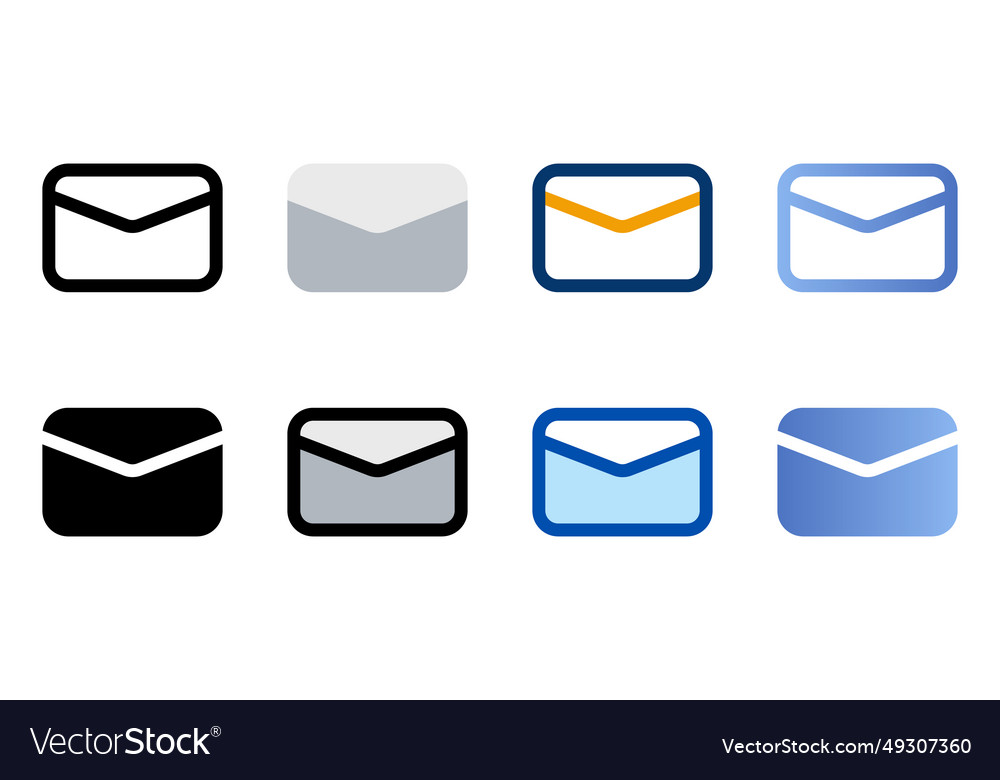 Email icons in different style vector image Email icons in different style