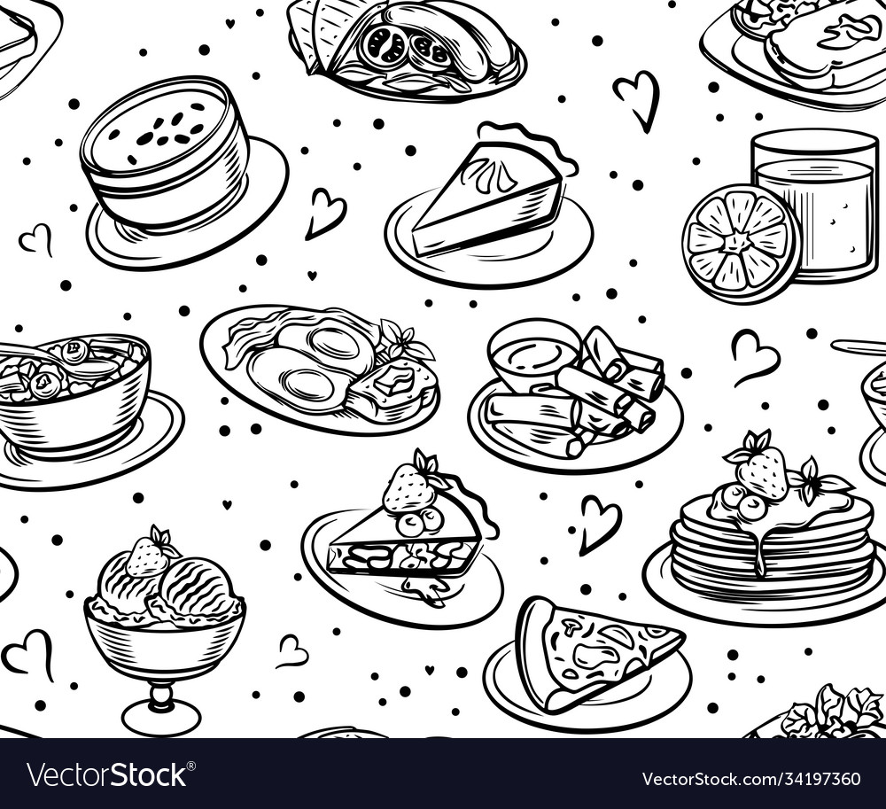 Food & Drink Pattern Set - Doodles