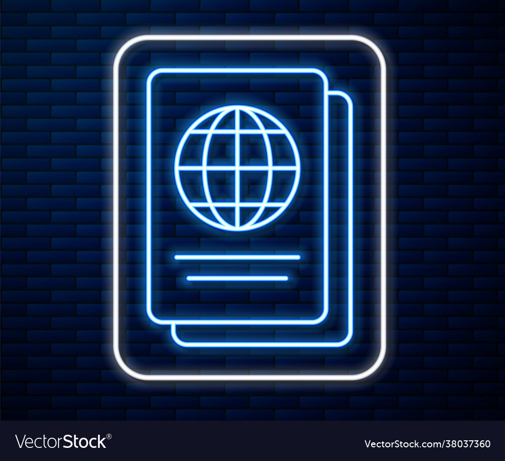 Glowing neon line passport with biometric data Vector Image Glowing neon line passport with biometric data