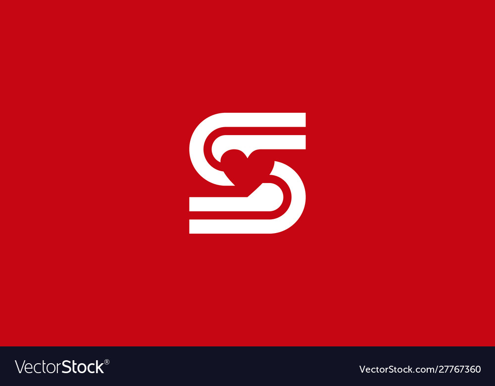 Initial s with heart letter logo template Vector Image